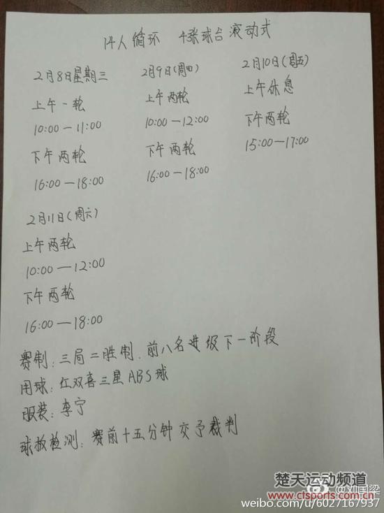 怼王上线!刘国梁晒男乒直通赛时间表 调侃方博周雨